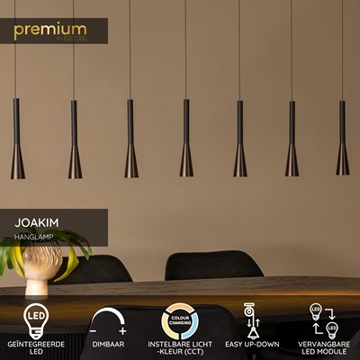 Lucide JOAKIM - Hanglamp - LED Dimb. - CCT - 7x6,2W 2700K/4000K - Met vervangbare LED-module - Koffie | Premium